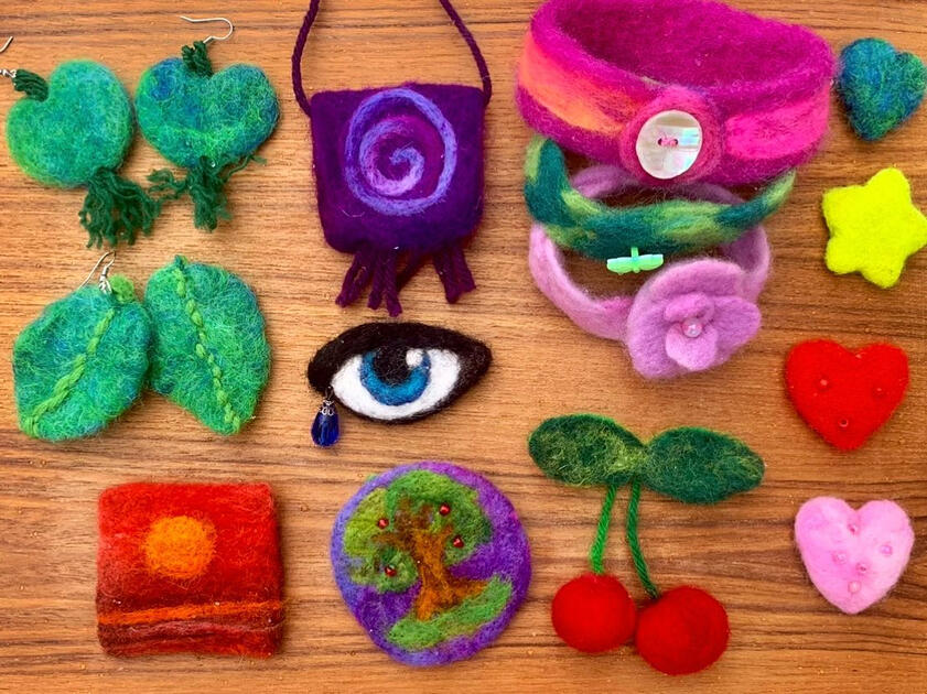 Assorted accessories made of wool.